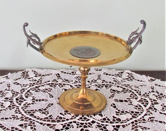 Antique brass calling card tray in Classical style