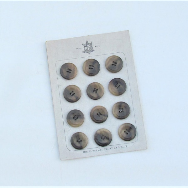 Antique button card, early 1900's card of vegetable ivory buttons