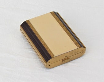 Vintage "Marly" compact for powder and rouge in beige and brown enamel