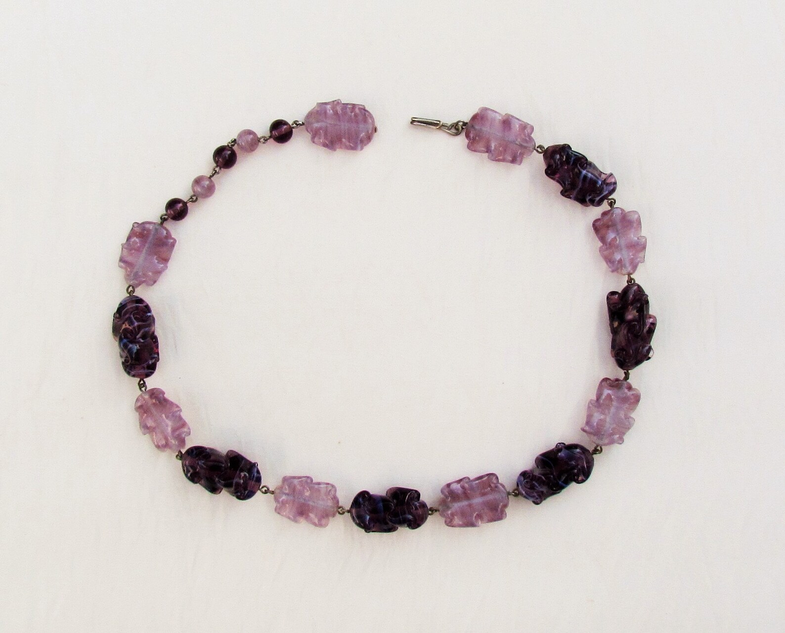 Vintage amethyst glass bead necklace with adjustable length Etsy