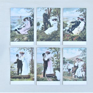 Set of 6 romantic postcards from the early 1900&#39;s, unused