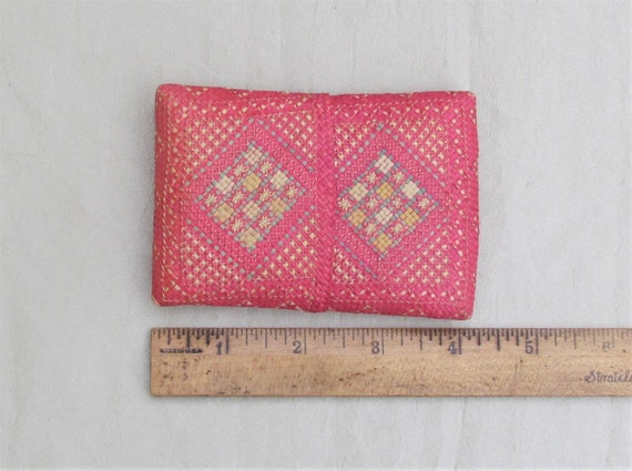 Lot of 2 vintage woven straw small pouches - image 5