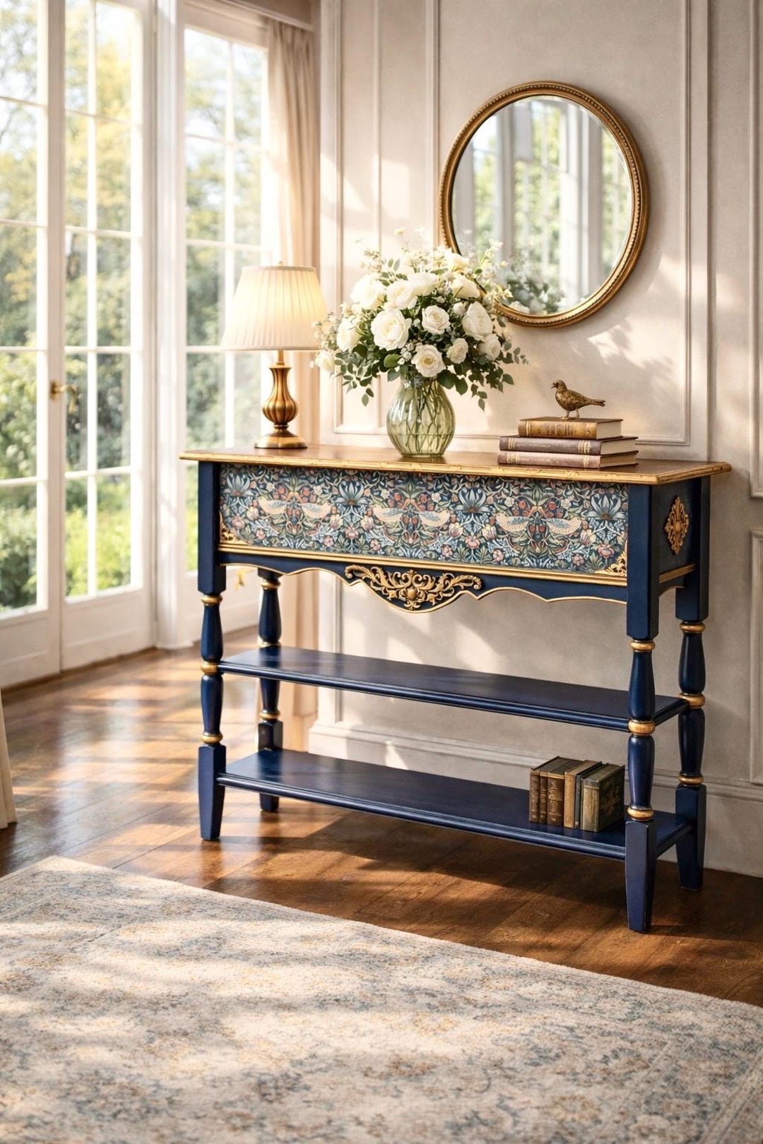 William Morris Inspired Console Table | Hand Painted Botanical Entry ...