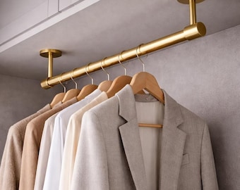 Moderne Messing Kleiderstange: An der Wand befestigte Garderobenstange Minimalistische Kleiderstange