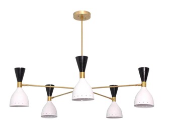 5-punktowy nowoczesny żyrandol z surowego mosiądzu