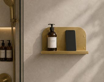 Étagère flottante en laiton, décoration murale minimaliste moderne, organiseur en métal brossé
