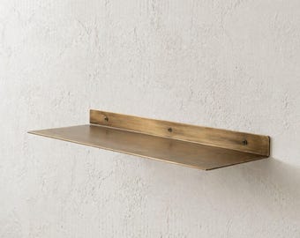Minimalist Brass Wall Floating Metal Shelf Modern Bathroom Shelf Entryway Organizer Kitchen Storage