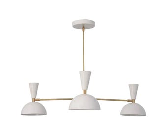 Grand luminaire suspendu moderne à 3 ampoules pour lustre Spoutnik, laiton brut, milieu du siècle