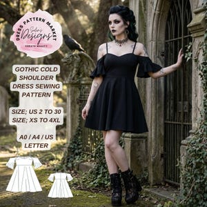 witchy fall dresses Witchy Skater Dress, Sexy Goth Skater Dress for Women, Goth Skater Dress, Gothic Circle Dress, Printed Skater Dress, Sexy Witch Dress, XL