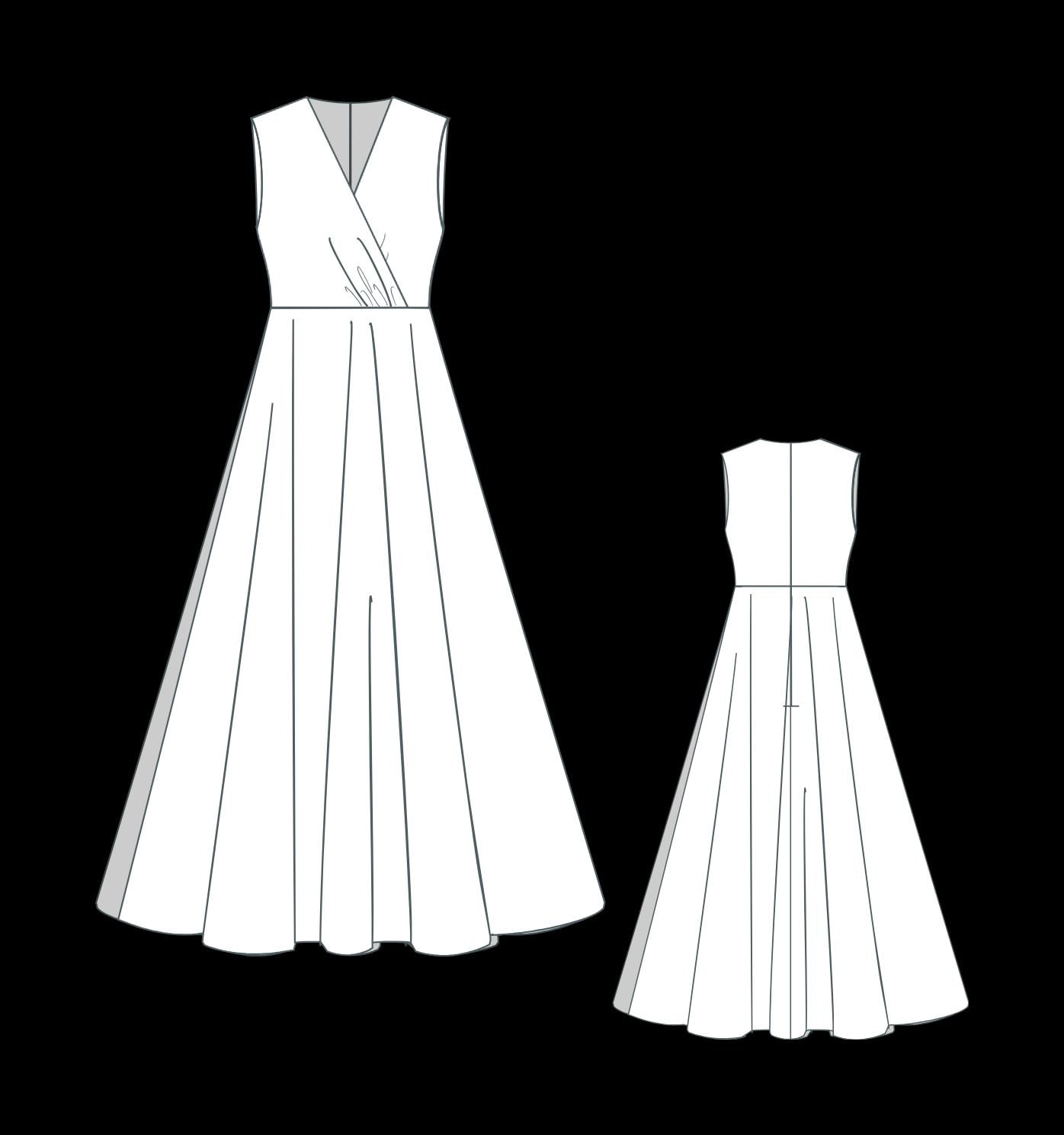 Linen Wrap Maxi Dress Sewing Pattern, Sleeveless V-neck Pleated PDF ...