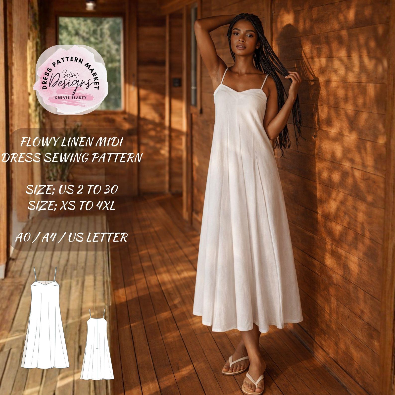 knee length dresses for ladies Linen Slip in Medium Weight, USA White / L main image 0