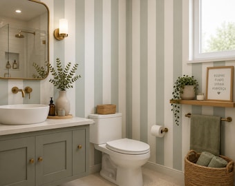Green Striped Non-Woven Wallpaper | Modern Textured Wall Covering | Elegant Contemporary Wallpaper for Living Room & Bedroom