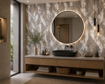 Gray & White Geometric Wallpaper | Modern Non-Woven Wall Covering | Abstract Geometric Wallpaper | Contemporary Accent Wall Decor