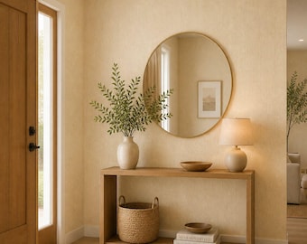 Papel pintado no tejido con textura perlada / Revestimiento de pared vertical suave con efecto lino color marfil / Papel pintado neutro elegante / Decoración minimalista moderna