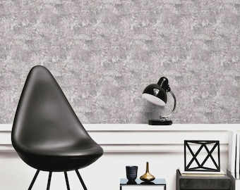 Papel pintado texturizado gris y plateado / Revestimiento de pared moderno no tejido / Elegante decoración metálica para el hogar