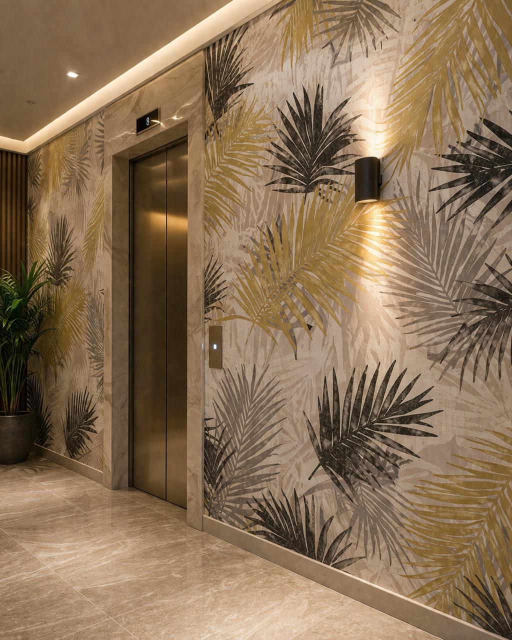 Modern Tropical Palm Leaf Wallpaper - Neutral Botanical Wall Art - Non ...