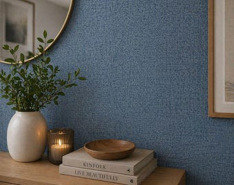 Carta da parati geometrica blu / Rivestimento murale moderno con texture / Elegante parete decorativa