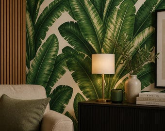 Tropische Bananenblatt-Tapete | Grüne botanische Dschungel Wandverkleidung (die Wand einkleben)