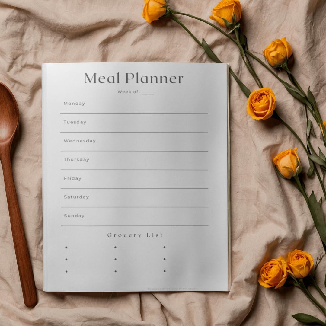 Minimalist Weekly Meal Planner | Food Planning PDF (instant Download ...