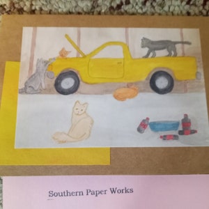 Carte humoristique de chat « Kitty Oil Change », 5,5 x 4 pouces, 3 pouces x 4,5 pouces, 9 pouces x 12 pouces ou impressions personnalisées