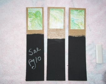 Marbled/chalkboard kraft paper bookmark, set of 6, gift, favor, book lover