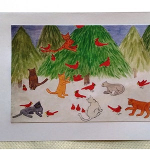 Carte de Noël humour chat, « Paix sur la terre », 5,5 x 10 cm