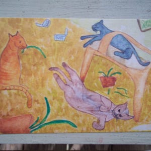 Carte humoristique chat, 3 x 4,5 pouces ou 9 pouces x 12 pouces ou personnalisée