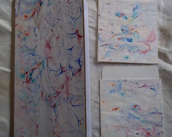 Marbled Paper Traveler's Notebook with 2 Marbled Pockets, 4" X 8"