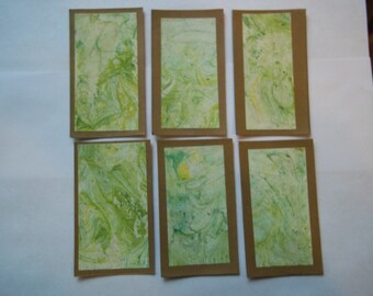 Hand Marbled Artist Trading Cards, Set of 6, Each One Unique