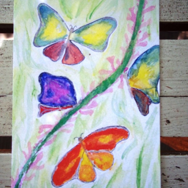 Butterfly watercolor print, Cursillo print, 4.5" X 3" or 9" X 12" or custom