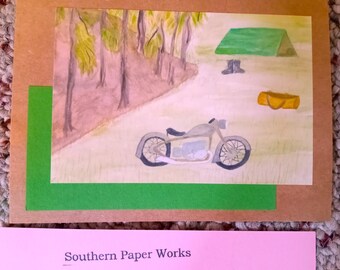 Motorcycle card or print "Simple Pleasures"