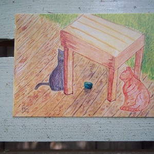 Carte humoristique de chat « The Kitty DMZ », 3,5 x 2,5 pouces ou 9 pouces x 12 pouces ou personnalisée