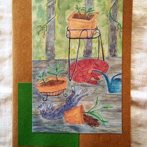 Carte humoristique de chat « Kitty Still Life », 5,5 x 10 cm