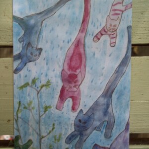 Carte humoristique « Il pleut des chats et des chats », 3 x 4,5 pouces ou 9 pouces x 12 pouces