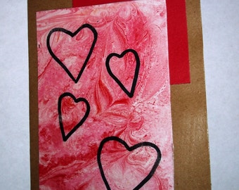 Marbled Valentine's Day card, blank with prompt sheet, unique, love note, love cards, mindfulness