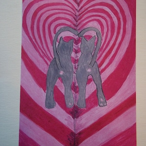 Carte humoristique de chat « Le tunnel de l'amour pour chats », 3 x 4,5 po. ou 9 po. X 12 po. ou dimension personnalisée