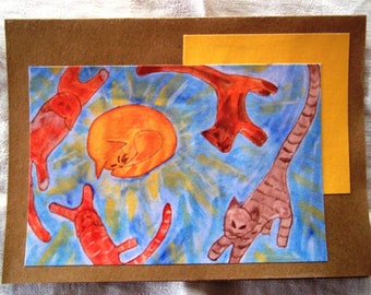 Cat humor card, "She Who Must be Obeyed: Puff, Queen of the Universe", 5.5" X 4"