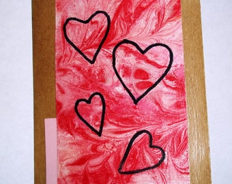 Marbled Kraft Paper Valentine's Day Card, love note, one-of-a-kind card, romantic message
