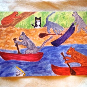 Carte d'humour chat « Kitty Canoodling », 3 x 4,5 pouces, 9 pouces x 12 pouces ou personnalisée