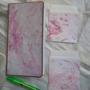 Marbled Paper Traveler&#39;s Notebook with 2 Marbled Paper Pockets, 4&quot; X 8&quot;