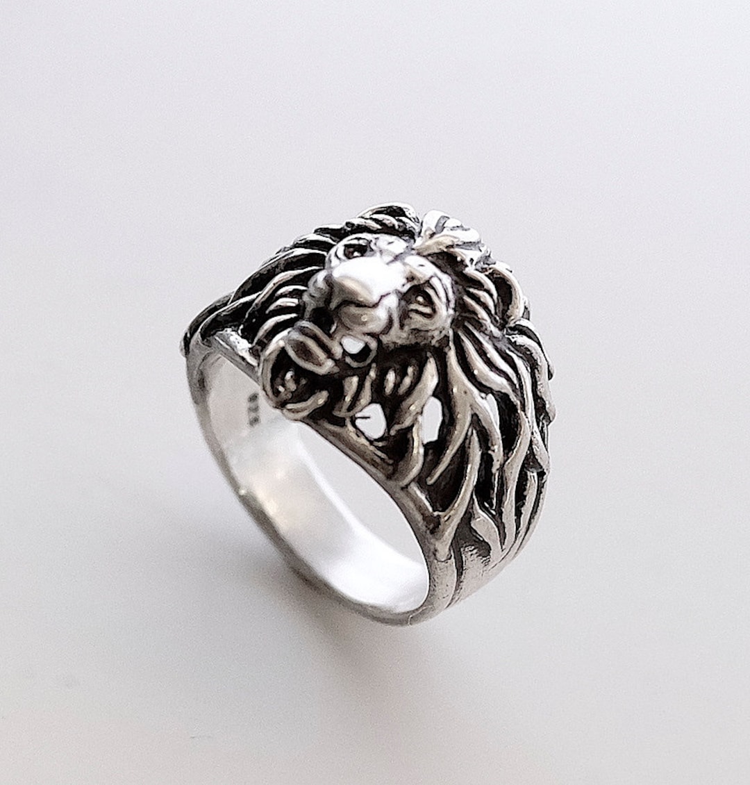 Lion Head Sterling Silver 925 Ring , Lion Ring for Man, Animals Ring ...