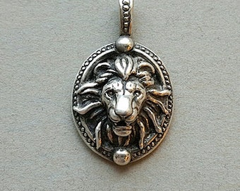 lion head sterling silver pendant