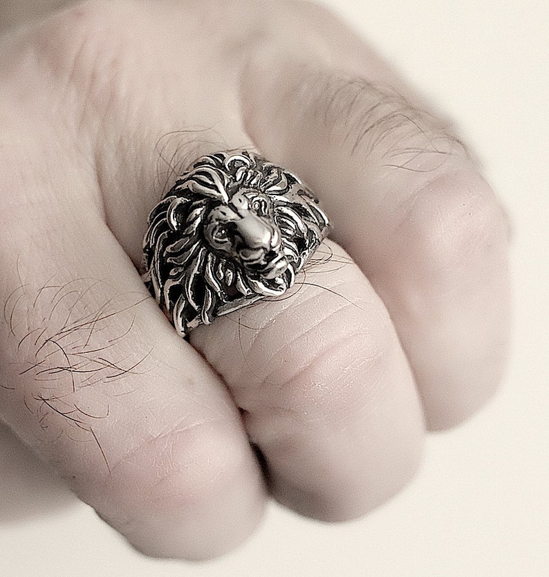 Lion Head Ring Lion Ring for Man Animals Ring Bikers Ring Etsy