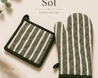Quilted Linen Oven Mitt – Heat-Resistant, Stonewashed, Handcrafted Indian Kitchen Glove
