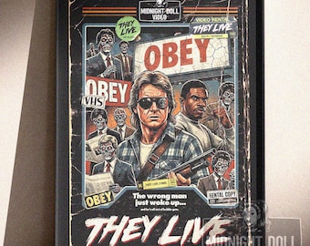 They Live (1988) Poster - VHS Tribute Art - John Carpenter Cult Sci-Fi Horror Decor