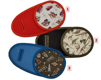 Universal kids eye patch for glasses with car, dinosaur, space. Strabismus, lazy eye, occlusion therapy, treatment of amblyopia, opticlude