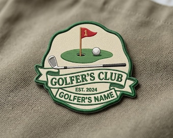 Custom Golf Patch, Personalized Golfer's Club Embroidered Badge, Sports Decal (Hook Loop)