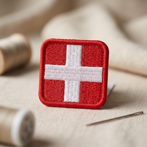 Tactical Medic Cross Patch, Embroidered First Aid IFAK Badge, Hook and Loop Red White EMT Medical Sign for Backpack Vest Jacket