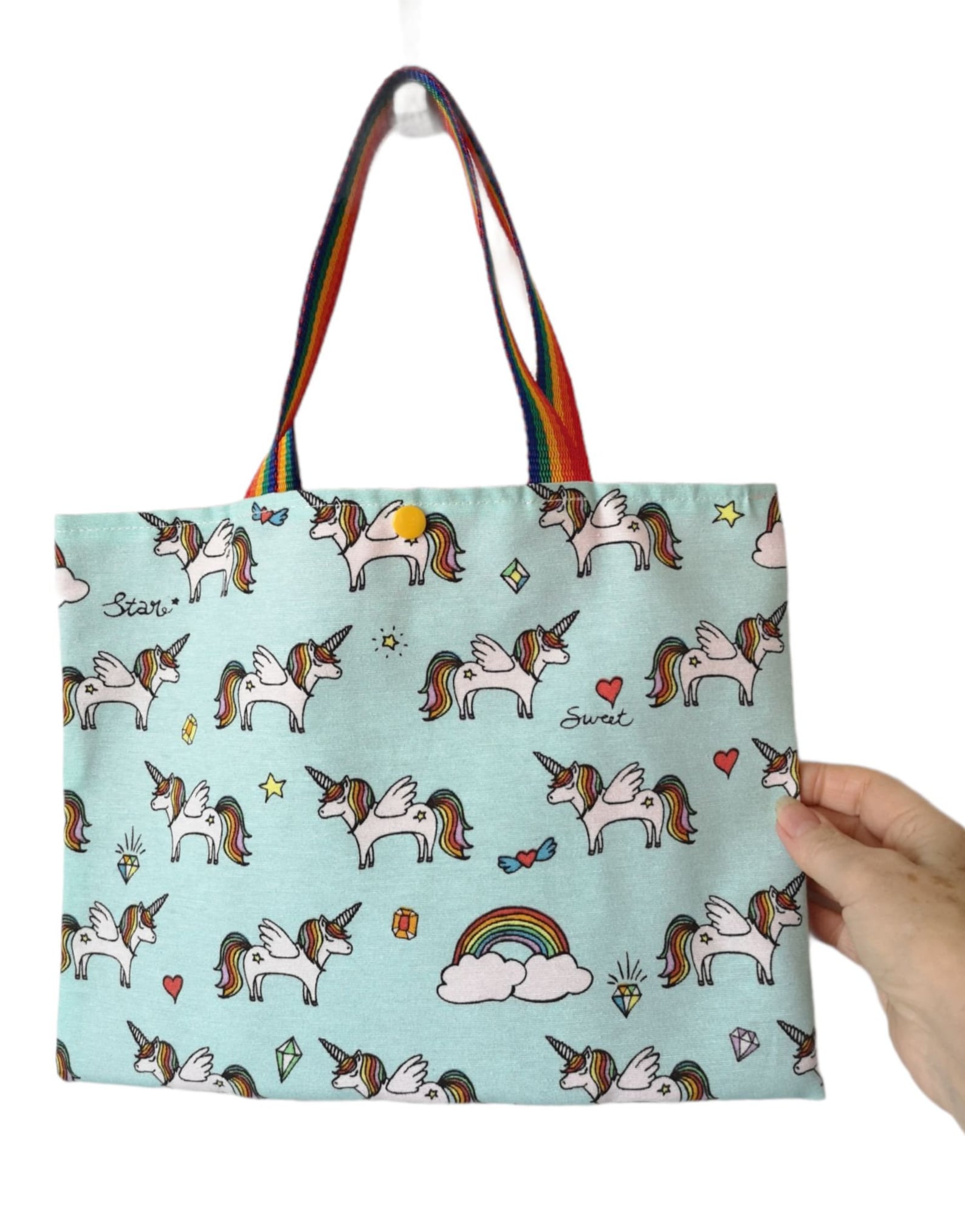 Unicorn and Rainbow Tote Bag Cotton Canvas Tote Bag Etsy UK