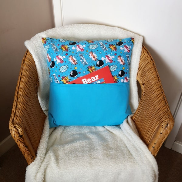 Kids Book Cushion Cover - Pocket Pillow - Kids Room Decor